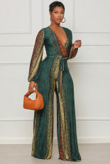 Fashion Print Long Sleeve Straight Jumpsuit XHXF-8684