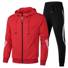 Men's Plus Size Sport Zipper Hoodies Two Piece Pants Set GXWF-11