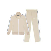 Men's Plus Size Strpe Color Block Zipper Sweatshirt Two Piece Pants Set GXWF-qn003