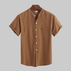 Men's Plus Size Short Sleeve Solid Color Shirt GXWF-B66