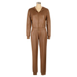 Casual Long Sleeve Zipper Hoodies Sport 2 Piece Pants Set AIL-255