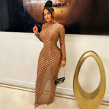 Fashion Long Sleeve Hollow Out Evening Dress MZ-2815