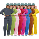 Solid Color Sweatshirt And Pants Thickened 2 Piece Set  AIL-253