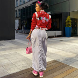 Fashion Print Cardigan Baseball Jacket Coat FSXF-529