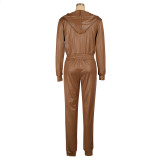 Casual Long Sleeve Zipper Hoodies Sport 2 Piece Pants Set AIL-255
