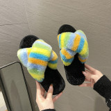 Colorful Furry Crossover Warm Slippers ZFLX-FL-20