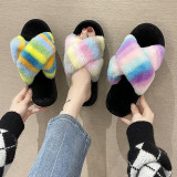 Colorful Furry Crossover Warm Slippers ZFLX-FL-20
