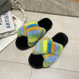 Colorful Furry Crossover Warm Slippers ZFLX-FL-20