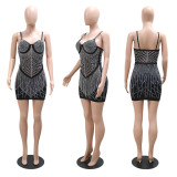 Sexy Sling Hot Drill Tassel Mini Dress CYA-900786