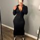Solid Color Long Sleeve Zipper Hooded Maxi Dress YH-5314