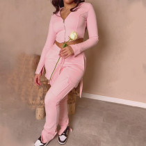 Casual Long Sleeve Hooded Tight Sport Two Piece Pants Set WSM-5355