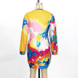 Tie Dye Print Long Sleeve Mini Dress SH-390869