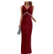 Sexy Sleeveless Bead Patchwork Maxi Dress XHXF-374
