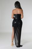 Plus Size Sequin Patchwork Sleeveless Tube Tops Maxi Dress NY-2863
