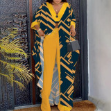 Printed Pullover Poncho Loose Pants Two Piece Set LSD-5456