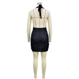 Solid Color Hollow Out Wave Pattern Mini Dress GFYX-6670