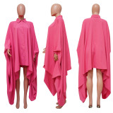 Fashion Irregular Cardigan Solid Color Loose Dress NNWF-10324
