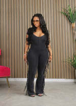 Short Sleeve Tight Tassel Jumpsuit BDF-7078