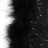 Slant Shoulder Irregular Sequin Midi Dress CYA-900846