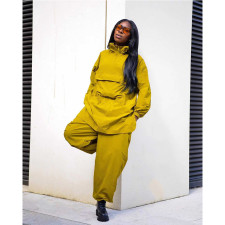 Casual Hooded Waterproof Windbreaker Two Piece Pants Set QYXZ-9147