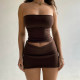 Sexy Solid Wrap Chest And Skirt Slim Two Piece Set BLG-S258559A