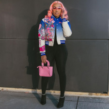 Fashion Print Gradient Color Baseball Jacket AL-7505