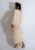 Sexy Knits Tassel Long Sleeve Midi Dress NYF-8157