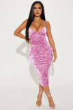 Sexy Solid Color Sling Slim Midi Dress YD-8790