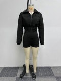 Plus Size Solid Color Zipper Tight Romper NY-10640