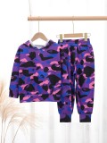 Kids Boys Camouflage Hooded Sweatshirt and Pants Two Piece Set GYMF-078