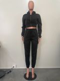 Solid Color Padded Sweatshirt Pants Two Piece Set OLYF-6138