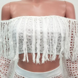 Hollow Out Mesh Tassel See Through Two Piece Set ONY-3554