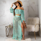 Hollow Out Mesh Tassel See Through Two Piece Set ONY-3554