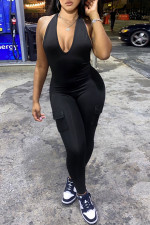Sexy Backless Halter V-neck Sports Jumpsuit GYZY-8831