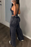 Sleeveless Sling Tops And Wide Leg Pants Two Piece Set GYZY-8813