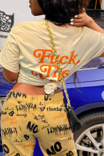 Letter Print Loose Short Sleeve T Shirt GYZY-8821 