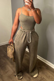 Sleeveless Sling Tops And Wide Leg Pants Two Piece Set GYZY-8813