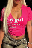 Letter Print U Neck T Shirt GYZY-8828