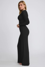 Solid Color Long Sleeve Wide Leg Pants 2 Piece Set MZ-2825