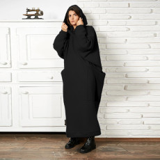 Padded Hooded Sweatshirt Maxi Dress MUE-8002
