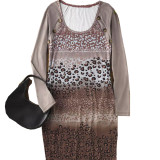 Leopard Print Long Sleeve Mini Dress GFMA-231101