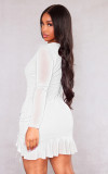 Mesh Splicing Ruffle Sexy Mini Dress ME-8464