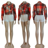 Lapel Tweed Plaid Jacket GYSF-6160