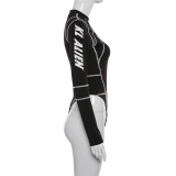 Sexy Mesh Printed Long Sleeve Bodysuit XEF-P1732914