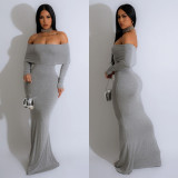 Sexy One Shoulder Solid Color Maxi Dress BY-6752
