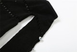 Sexy Hollow Out Knit Tight Long Sleeve Jumpsuit XEF-38029