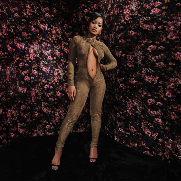 Sexy Hollow Out High Waisted Skinny Jumpsuit XEF-35870