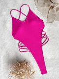 Sexy Solid Color Backless One Piece Swimsuit CASF-6455