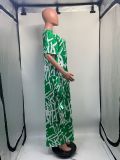 Plus Size Print Short Sleeve Loose Maxi Dress GDNY-D2197