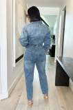 Casual Long Sleeve Denim Jumpsuit LX-6966
